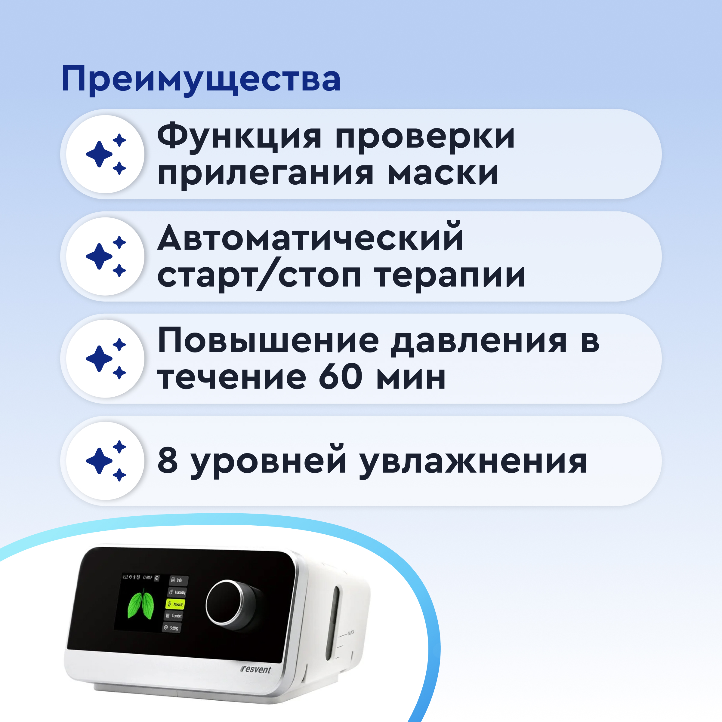 Аппарат для искусственной вентиляции легких iBreeze 20A, маска 3в1