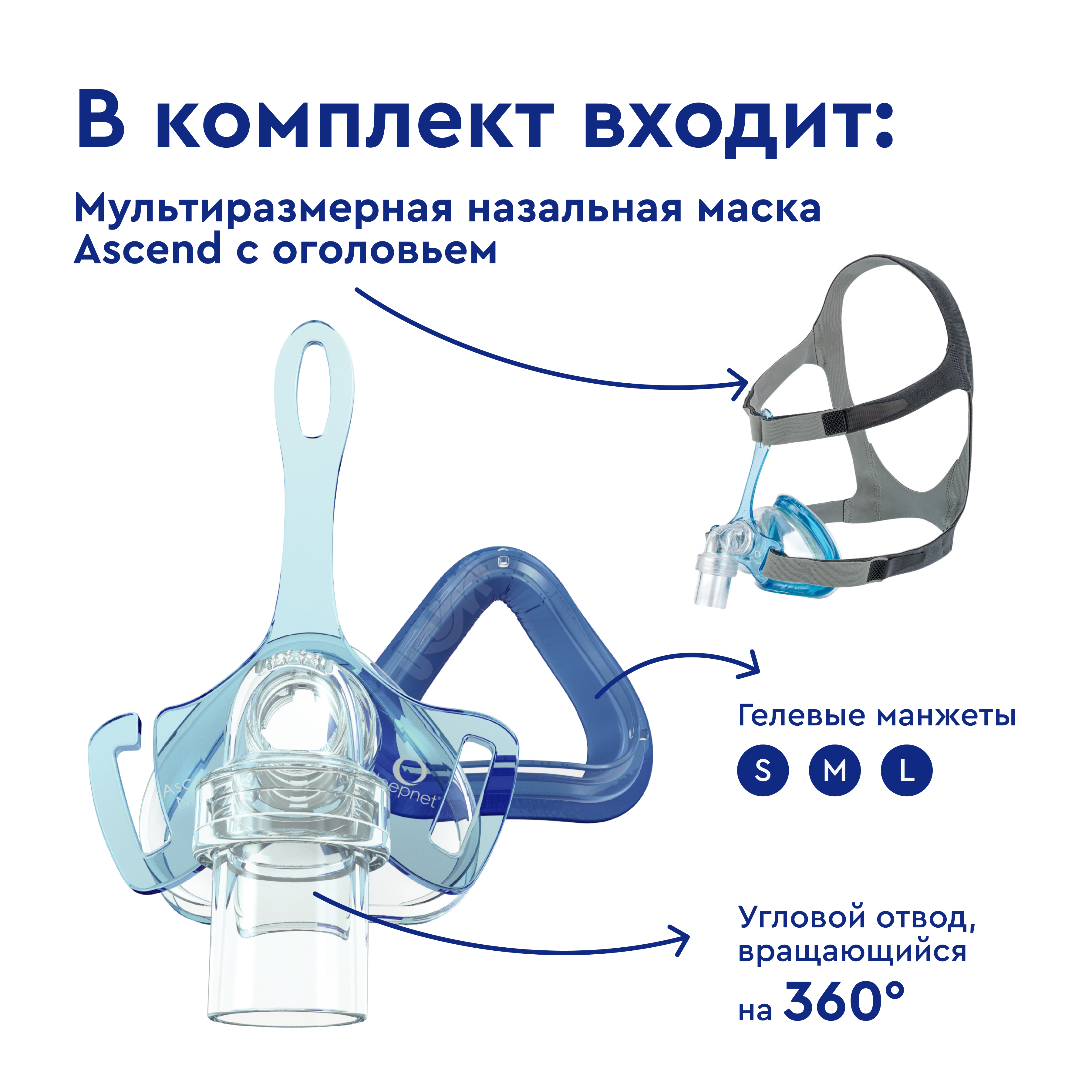 Аппарат для искусственной вентиляции легких iBreeze 20A, маска 3в1
